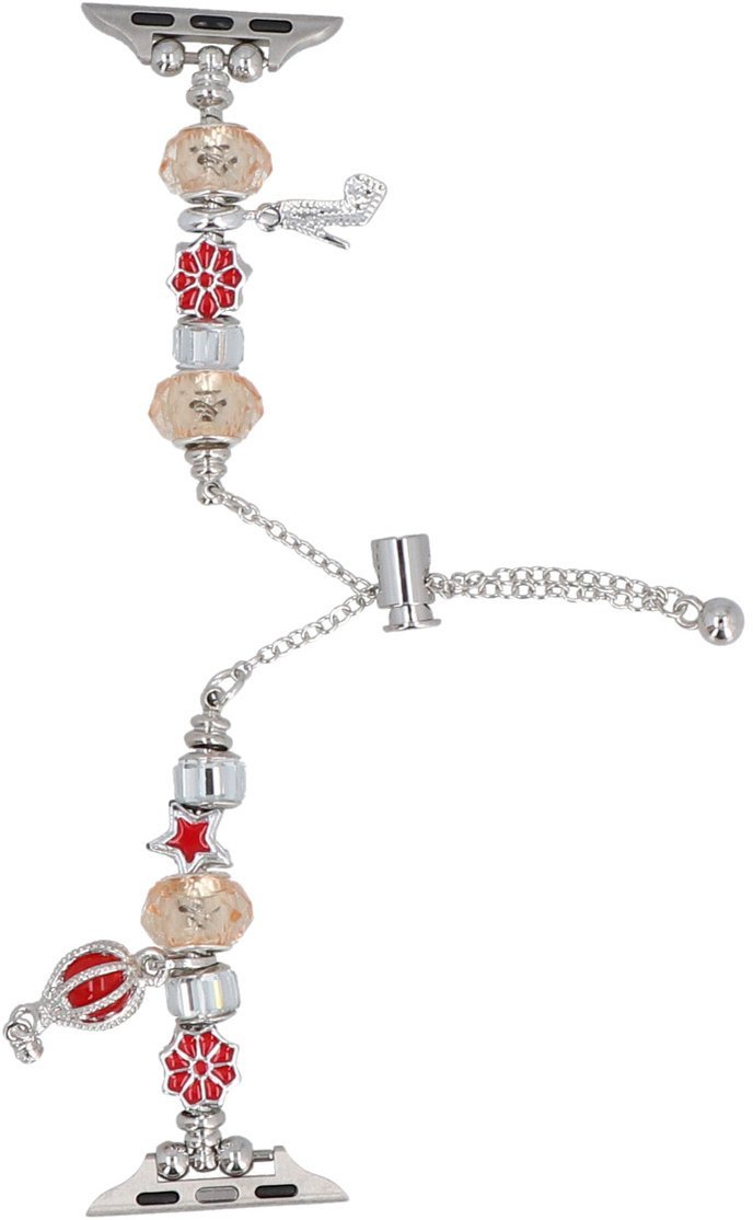 GlacierX bransoleta do smartwatcha Slider Clasp Beaded Charm Bracelet Crimson Glow do Apple Watch 38/40/41mm Srebrno-żółto-czerwona