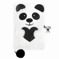 Zabawki kreatywne - Pamiętnik pluszowy z kłódką Panda DERFORM - miniaturka - grafika 1