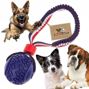 MOCNA PIŁKA DO APORTOWANIA DLA PSA SZARPAK ZABAWKA SZNUR LINA GRYZAK GUMOWA - Zabawki dla psów - miniaturka - grafika 1