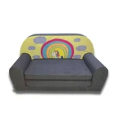 Zestawy mebli dla dzieci - SOFKA KANAPA DZIECIĘCA SKŁADANA ROZKŁADANA PREZENT ŁÓŻKO PIANKOWE MATERAC SZARY Z JEDNOROŻCEM - miniaturka - grafika 1