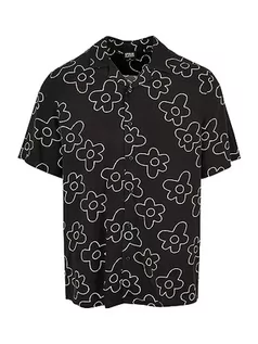 Koszule męskie - Urban Classics Men Viscose AOP Resort Shirt, koszula męska, dostępna w wielu różnych kolorach, rozmiary XS-5XL, czarny kwiat, S - grafika 1