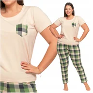 Piżamy damskie - PIŻAMA DAMSKA Dwuczęściowa Krótki Rękaw Spodnie w Kratę Wygodna MORAJ XXL - miniaturka - grafika 1