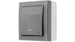 Simon Simon Aquaclick Przycisk światło z podświetleniem, 10 AX, 250 V szary ACS1L/16 ACS1L/16 - Wyłączniki światła i elektryczne - miniaturka - grafika 1
