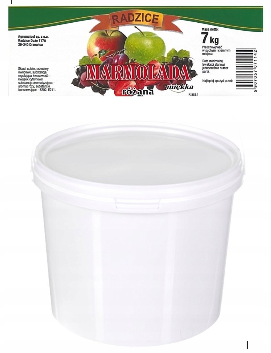 Marmolada różana MIĘKKA BRIX 54 wiadro 7 kg Przetwórnia Radzice