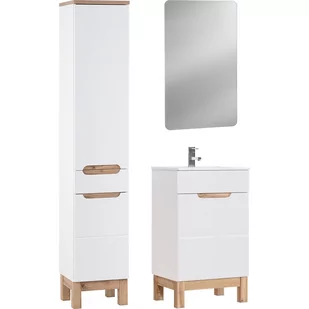 Zestaw Mebli do Łazienki Set 50 cm Bali White Comad Biały Kasai, Biel Alpejska, Dąb Wotan - Meble łazienkowe - miniaturka - grafika 1