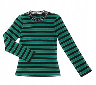 GUESS BLUZKA DZIECIĘCA Z DŁUGIM RĘKAWEM W PASKI Z LOGO 7 KYB - Bluzki damskie - miniaturka - grafika 1