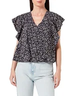 Bluzki damskie - Sidona bluzka z krótkim rękawem, czarna i wielokolorowa, XL damska, Czarny i wielokolorowy, XL - miniaturka - grafika 1