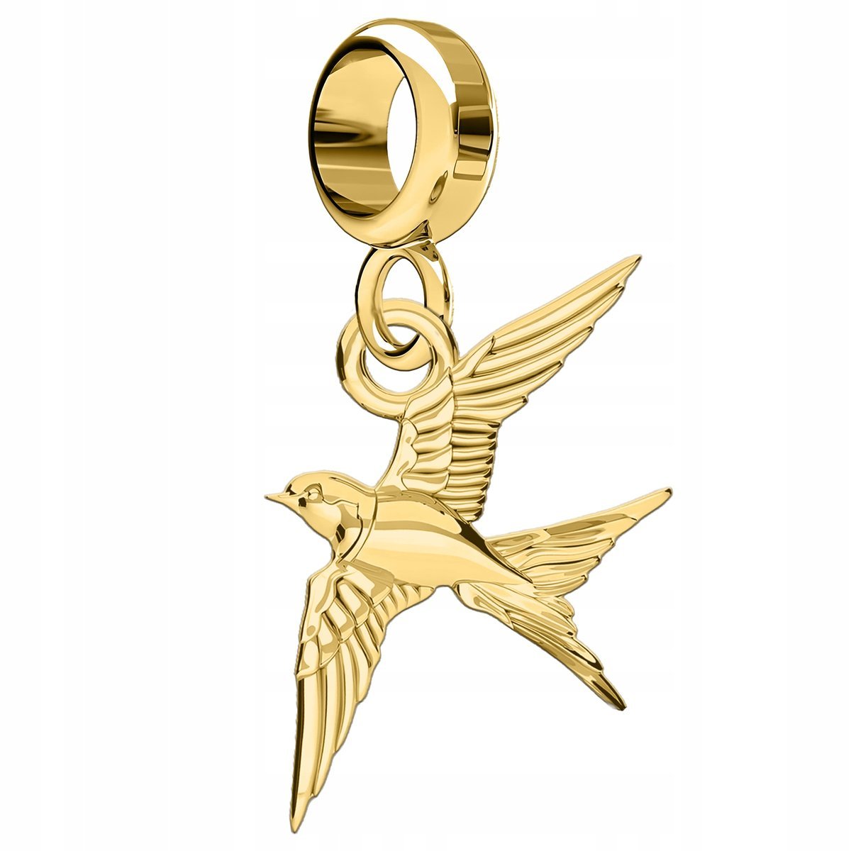 Charms Złoty z Ptaszkiem Jaskółką Zwierzę Ptak Jaskółeczka SREBRO 925