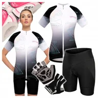 Spodenki rowerowe - Strój Kolarski Damski roz L XL Koszulka Spodenki Rowerowe Rękawiczki Żelowe - miniaturka - grafika 1