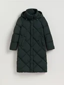 Płaszcze damskie - Reserved - Pikowany płaszcz - ciemnozielony - miniaturka - grafika 1