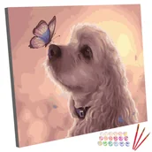 Malowanie po numerach - Zestaw Do Malowania Po Numerach, 40X50 Cm, Spaniel I Motylek - miniaturka - grafika 1