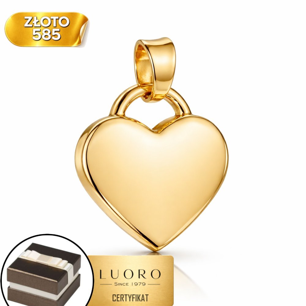 ZAWIESZKA ZŁOTA 585 14K SERCE GŁADKIE 1,7 CM ELEGANCKA DELIKATNA