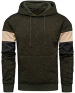 Bluzy męskie - Bluza męska z kapturem zielona 3D Recea - miniaturka - grafika 1