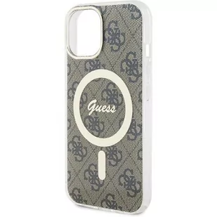 Etui GUESS Hardcase 4G Magsafe do iPhone 15 6,1 cala Brązowy GUHMP15SH4STW - Etui i futerały do telefonów - miniaturka - grafika 1