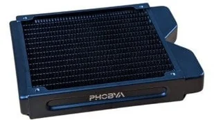 Phobya R27-S140 Radiator, 140 mm Radiator, 18 FPI, Kupferlamellen, 2x G1/4-Zoll-Anschlüsse – schwarz - Chłodzenie wodne - miniaturka - grafika 1