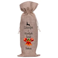 Ozdoby bożonarodzeniowe - Worek Na Butelkę Lniany - Zdrowych I Wesołych Świąt (98) - miniaturka - grafika 1