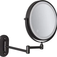 Lusterka do makijażu - Lustro do makijażu dwustronne, 20 cm, montowane na ścianie, z akumulatorową diodą LED, regulacją temperatury barwowej, 7-krotnym powiększeniem, czarn - miniaturka - grafika 1