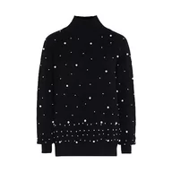Swetry damskie - faina Damski sweter z cekinami, elegancki sweter akrylowy czarny rozmiar XL/XXL, czarny, XL - miniaturka - grafika 1