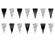 Dekoracje sali - Baner girlanda flagietki srebrno-czarny - 500 cm - miniaturka - grafika 1