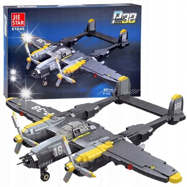 Klocki techniczne samolot bojowy myśliwiec P-38 937 ele ZA4623