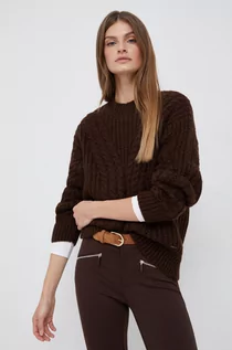Swetry damskie - Pepe Jeans sweter damski kolor brązowy ciepły z półgolfem - grafika 1