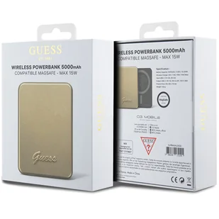 Guess Powerbank indukcyjny 15W GUPBM5ALGSGD 5000mAh złoty/gold MagSafe Metal Script Logo - Powerbanki - miniaturka - grafika 9