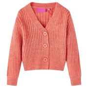 Swetry damskie - Dziecięcy kardigan średni róż 128, V-neck, długie - miniaturka - grafika 1