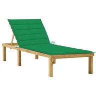 Leżaki ogrodowe - vidaXL Leżak z zieloną poduszką, impregnowane drewno sosnowe! 3065854 - miniaturka - grafika 1