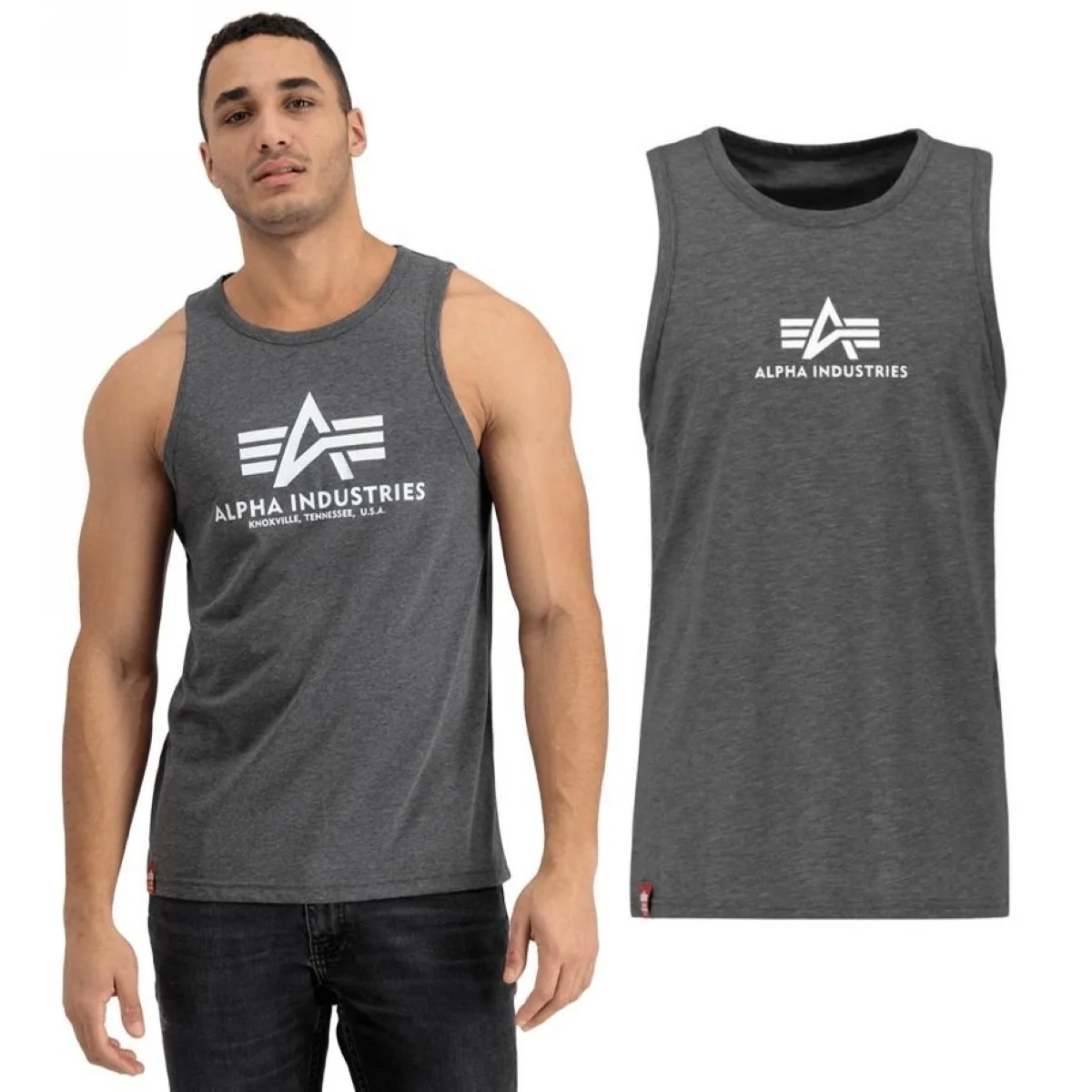 Tank Top Alpha Industries Basic Mid Logo 126566 597 - Grafitowy L [L]