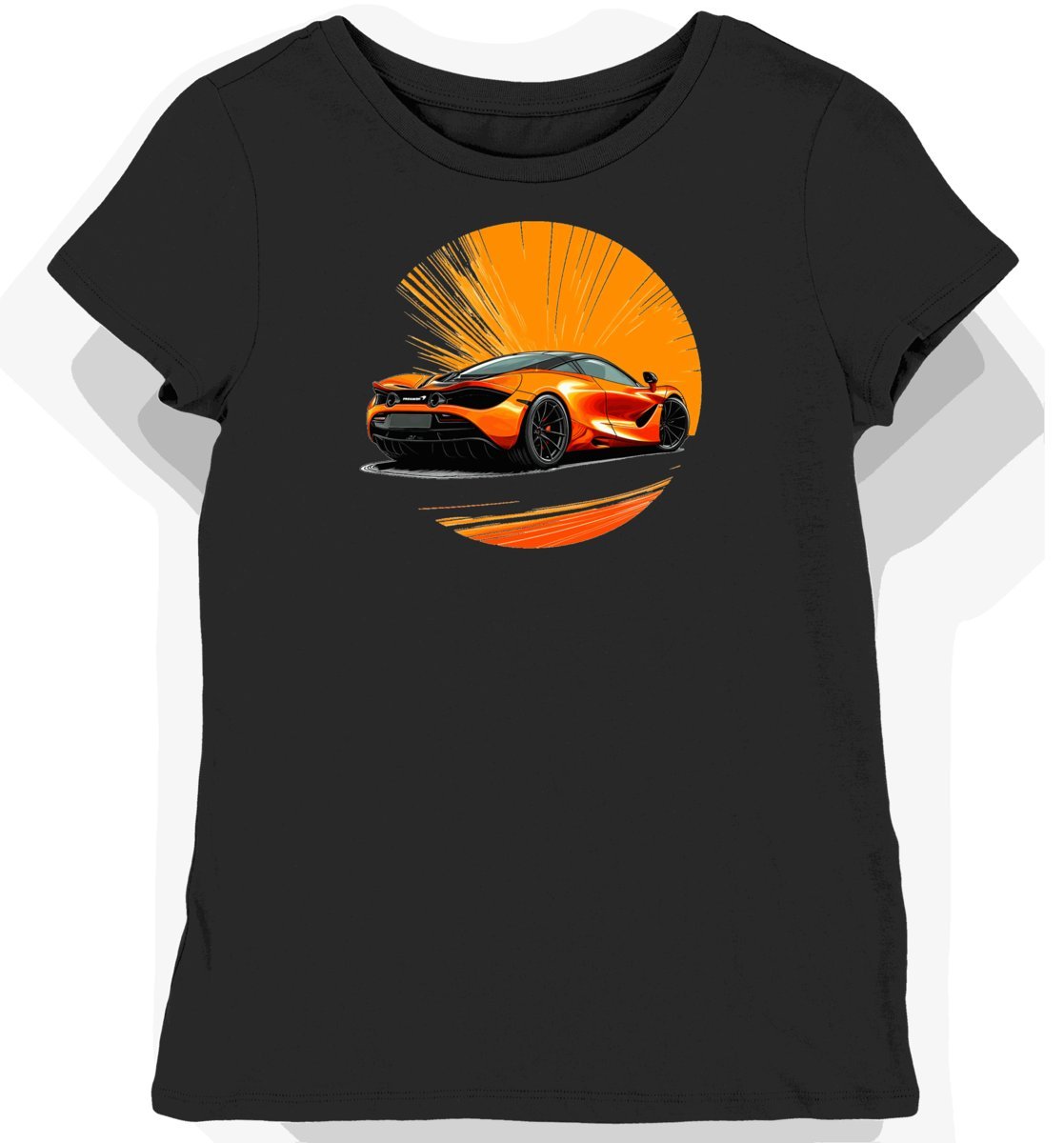 Koszulka damska czarna z unikalnym wzorem sportowego samochodu XL