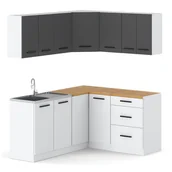 Meble kuchenne - Meble kuchenne narożne biało szare zestaw mebli kuchennych danka nowoczesny - miniaturka - grafika 1
