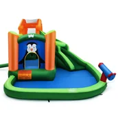 Place zabaw - Dmuchany park wodny Plac zabaw dla dzieci Zamek Pingwin 370 x 300 x 190 cm - miniaturka - grafika 1