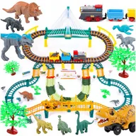 Samochody i pojazdy dla dzieci - Mega Tor Wyścigowy Kolejka Elektryczna Park Dinozaurów 178 Elementów - miniaturka - grafika 1