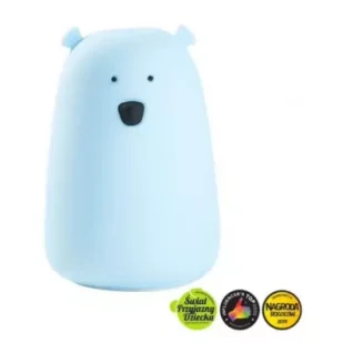 Rabbit&Friends Miś duży lampka silikonowa niebieska - Pozostałe oświetlenie - miniaturka - grafika 1