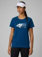 Koszulki i topy damskie - 4F T-shirt regular z nadrukiem damski - turkusowy S - miniaturka - grafika 1