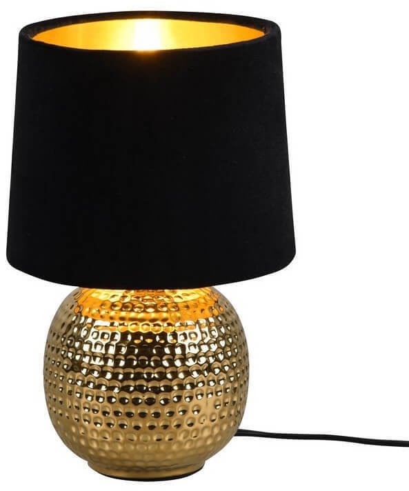 Lampka biurkowa Vilde Ceramiczna lampka nocna EUDORA DL002-50821 z abażurem czarna złota
