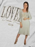 Swetry damskie - Sukienka Sweterkowa Ciepła Długi Sweter beż alpaka złoto napi 46 48 3XL 4XL - miniaturka - grafika 1