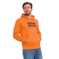 Bluzy męskie - Męska bluza kangurka z kapturem i nadrukiem pomarańczowa V1 OM-SSPS-0155 L - miniaturka - grafika 1
