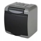 Gniazdka elektryczne - GNIAZDO POJEDYNCZE HERMETYCZNE IP54 SZARE GRAFITOWE N/T NT - miniaturka - grafika 1