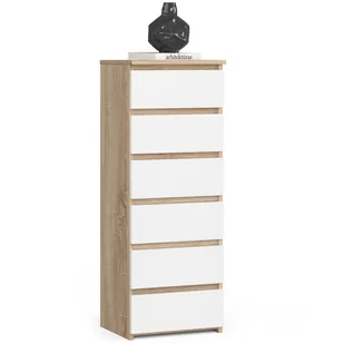 Komoda CL6 40 cm 6 szuflad - dąb sonoma-biała - Komody - miniaturka - grafika 1