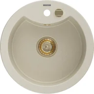 Zlewozmywaki - Mexen Diego zlewozmywak granitowy 1-komorowy 488 x 480 mm, beżowy, syfon złoty - miniaturka - grafika 1