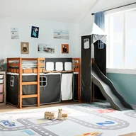 Łóżka dla dzieci i młodzieży - vidaXL vidaXL Dziecięce łóżko na antresoli, z wieżą, biało-czarne, 90x200 cm - miniaturka - grafika 1
