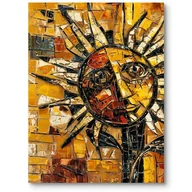 Obrazy i zdjęcia na płótnie - Obraz abstrakcyjne słońce kubizm do salonu żółto-pomarańczowy - miniaturka - grafika 1