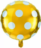 Urodziny dziecka - Balon foliowy złoty w białe grochy - 45 cm - 1 szt. - miniaturka - grafika 1