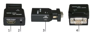 MicroConnect Mini VGA to HDMI Converter MC-CONMVGAHM - Adaptery i przejściówki - miniaturka - grafika 1