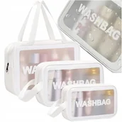Kosmetyczki, organizery i kuferki - Kosmetyczka Podróżna Do Samolotu Samolotowa Przezroczysta Biała Zestaw 3Szt - miniaturka - grafika 1