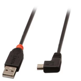 LINDY USB 2.0 kabel typ A/mini-B 90 ° Angled, czarny 0,5 m 31970 - Kable USB - miniaturka - grafika 2