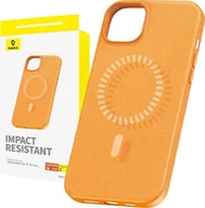 Etui i futerały do telefonów - Baseus Magnetyczne Etui na telefon iPhone 15 Plus Baseus Fauxther Series Pomarańczowe - miniaturka - grafika 1