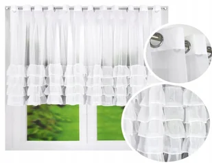 FIRANA GOTOWA z FALBANAMI ZAZDROSTKA FIRANKA WOAL PRZELOTKI 400x130 cm - Firany - miniaturka - grafika 1