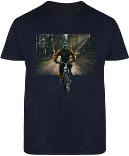 T-SHIRT MĘSKI NA ROWER DOWNHILL MTB KOLARZ KOSZULKA GRANATOWA R-S A276 - Koszulki męskie - miniaturka - grafika 1